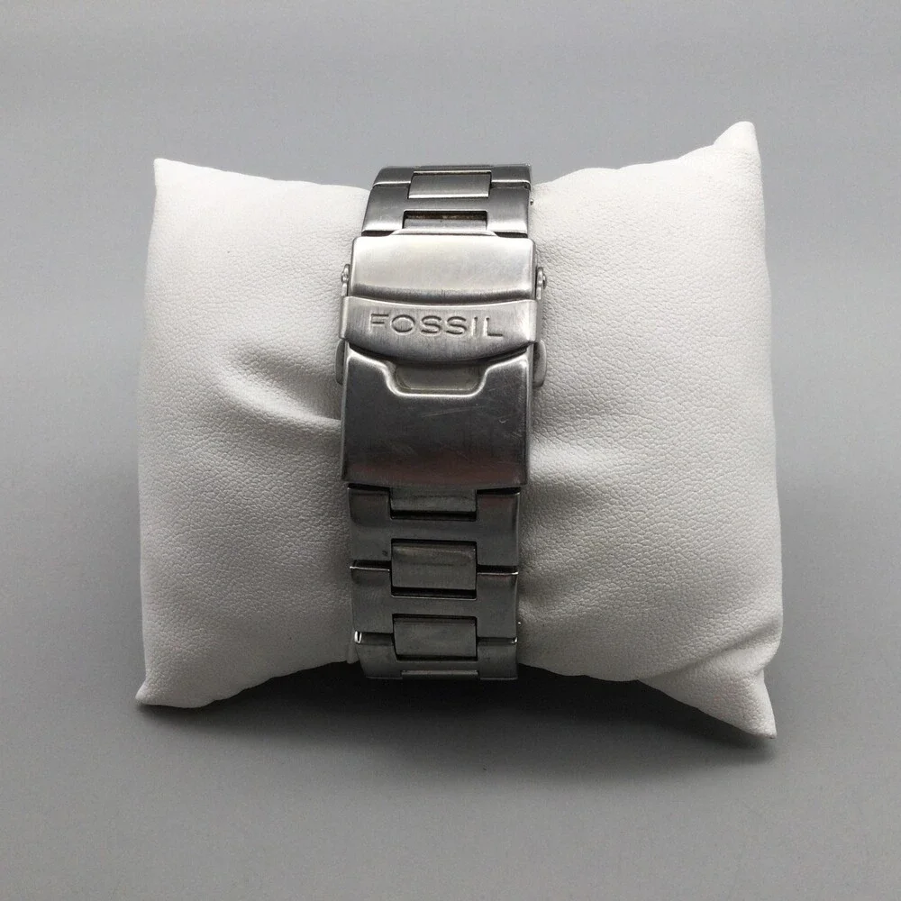 Fossil Blue AM-3562 Mens Watch 40mm Blue Green Dial Stainless New Battery 6.5